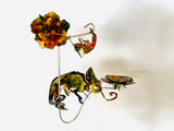 Chameleon and Flower Hanging Metal Garden Art