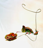 Chameleon and Flower Hanging Metal Garden Art